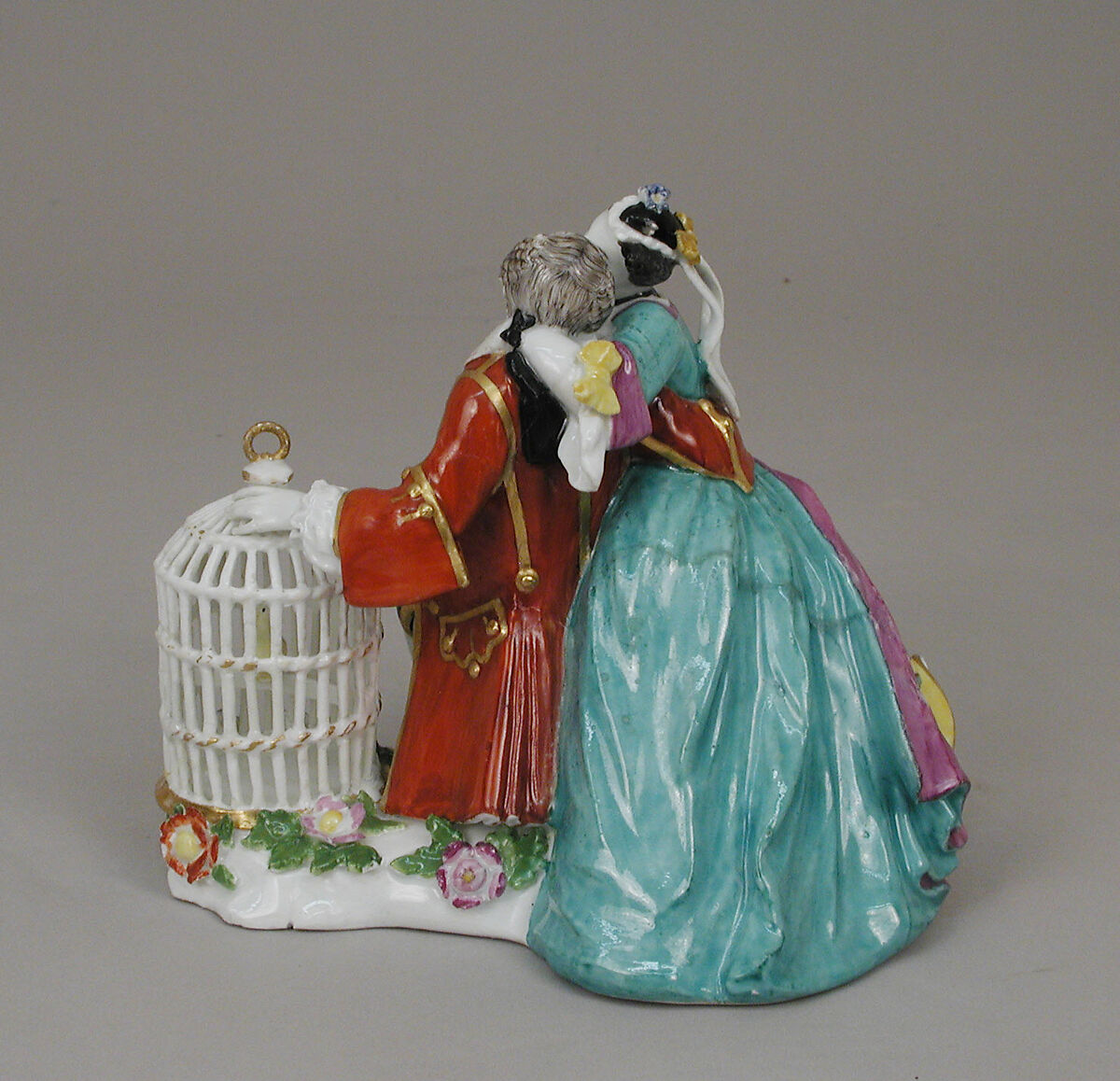 Lovers with a Birdcage, Meissen Manufactory (German, 1710–present), Hard-paste porcelain, German, Meissen