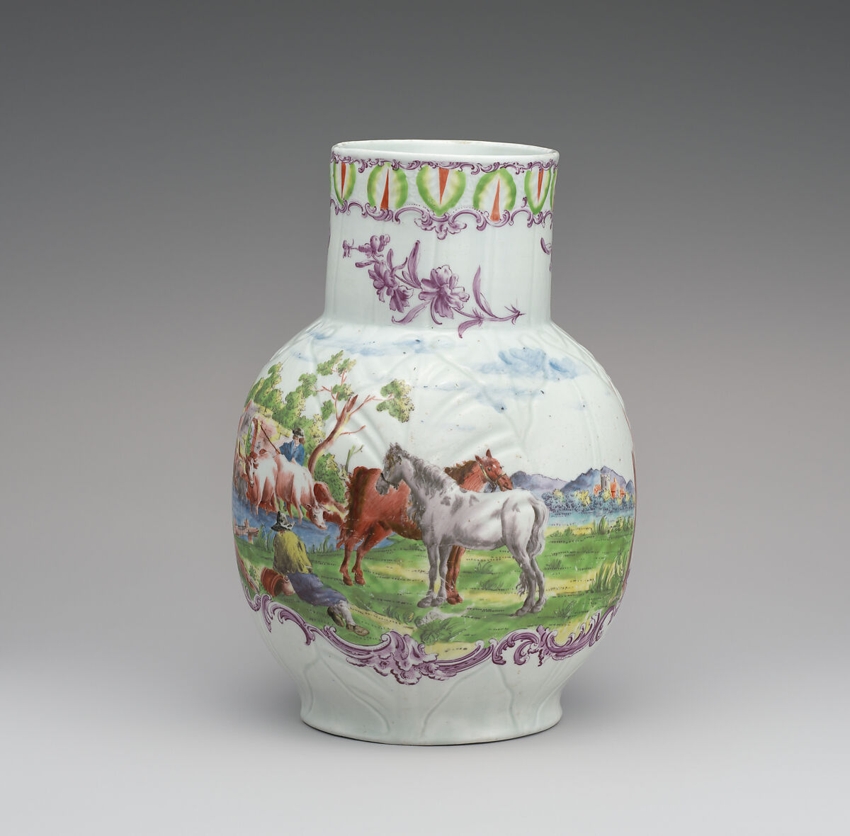 Jug, Worcester factory (British, 1751–2008), Soft-paste porcelain, British, Worcester