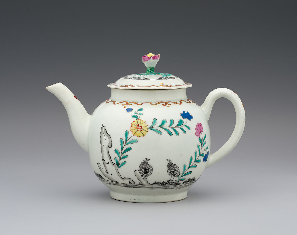 Teapot, Worcester factory (British, 1751–2008), Soft-paste porcelain, British, Worcester