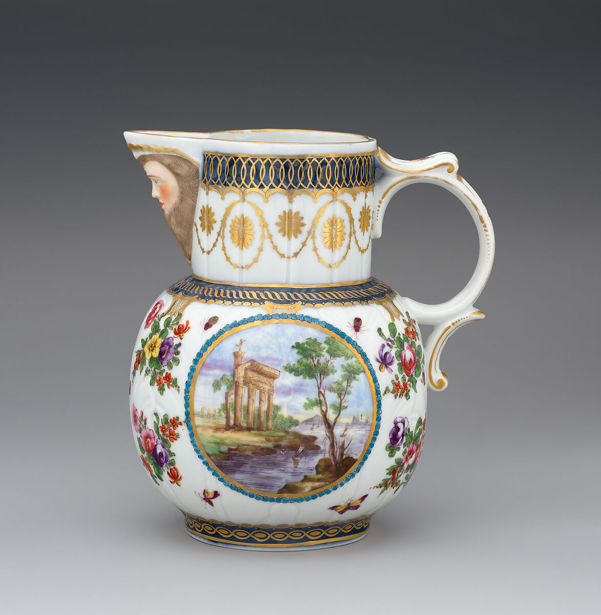 Jug in the style of Worcester, Probably by Edmé Samson (French, 1810–1891), Hard-paste porcelain, French, Paris