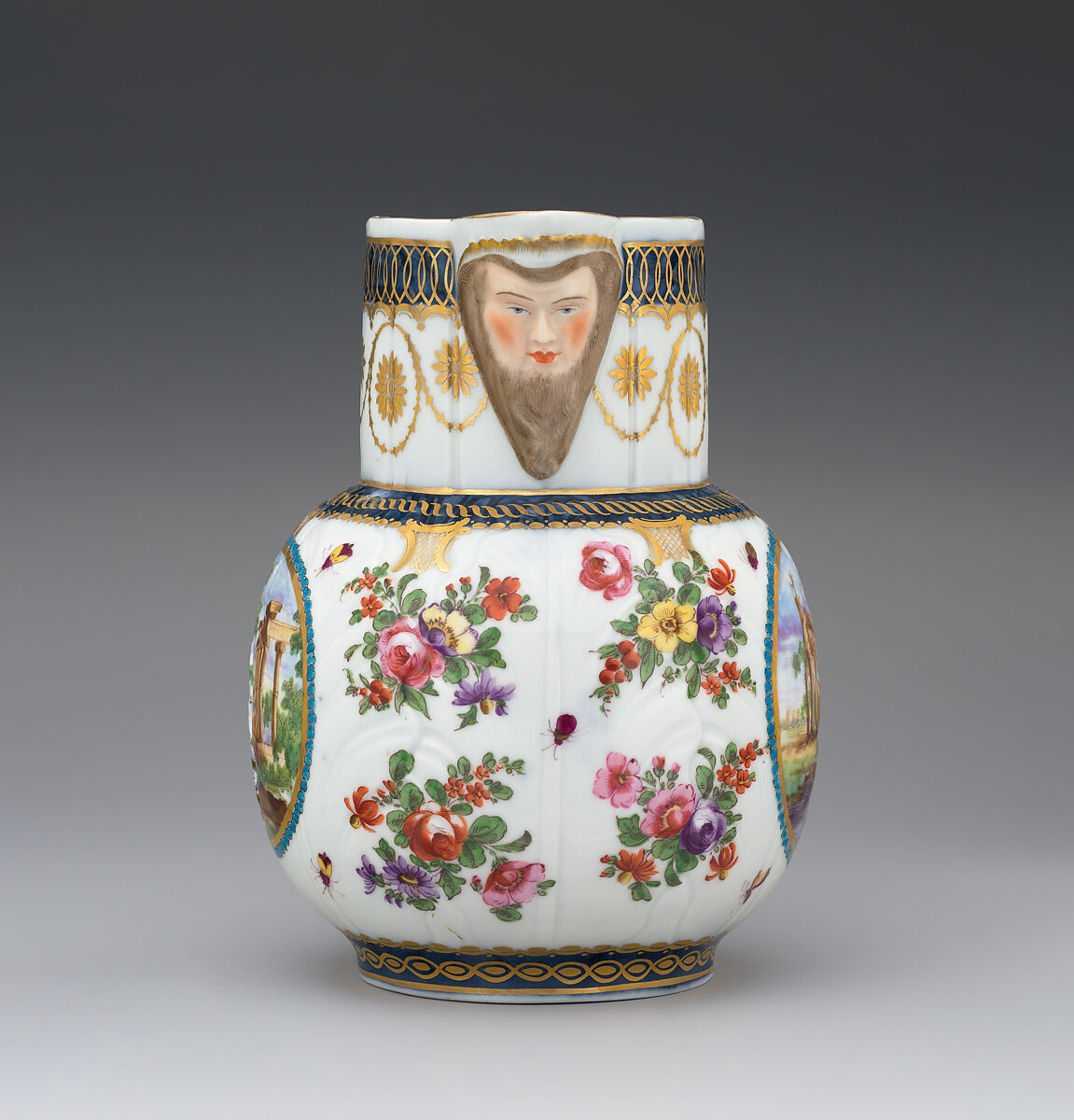 Jug in the style of Worcester, Probably by Edmé Samson (French, 1810–1891), Hard-paste porcelain, French, Paris