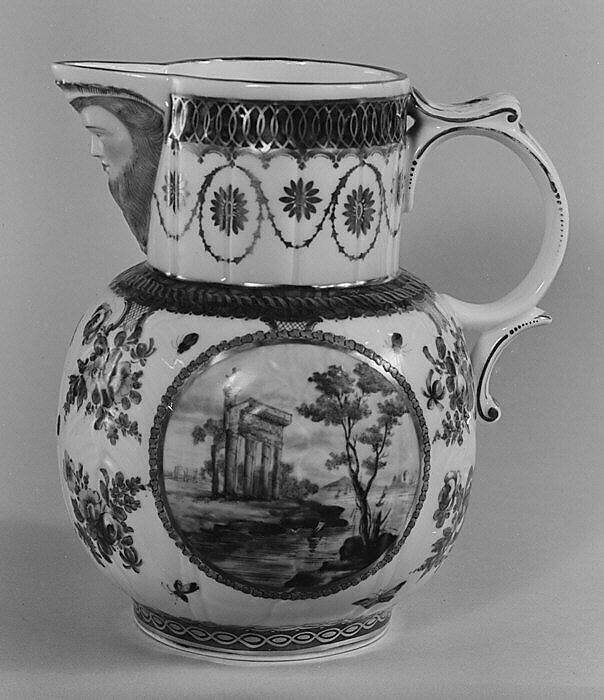 Jug in the style of Worcester, Probably by Edmé Samson (French, 1810–1891), Hard-paste porcelain, French, Paris 
