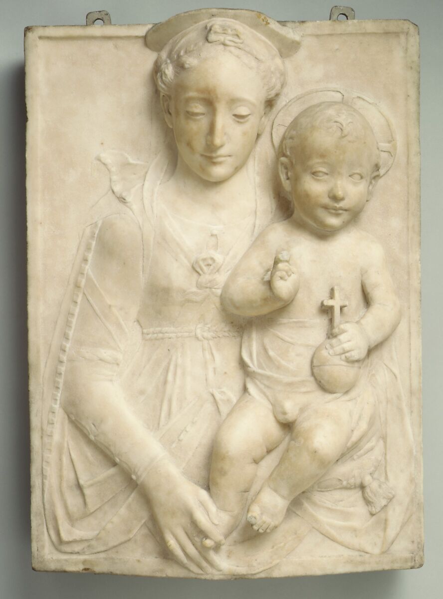 Virgin and Child, Mino da Fiesole (Mino di Giovanni) (Italian, Papiano or Montemignaio 1429–1484 Florence), Marble, Italian, Florence 