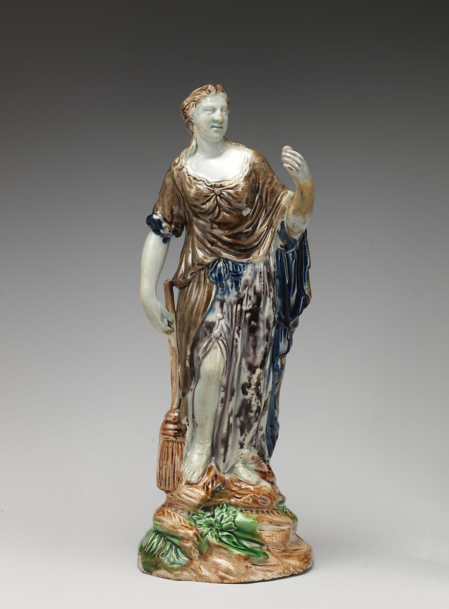 Woman with broom and coin ("The Parable of the Lost Piece of Silver"), Ralph Wood the Younger (British, Burslem 1748–1795 Burslem), Lead-glazed earthenware, British, Burslem, Staffordshire 