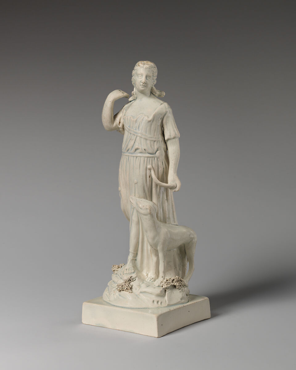 Diana with hound, Ralph Wood the Younger (British, Burslem 1748–1795 Burslem), Lead-glazed earthenware, British, Burslem, Staffordshire 