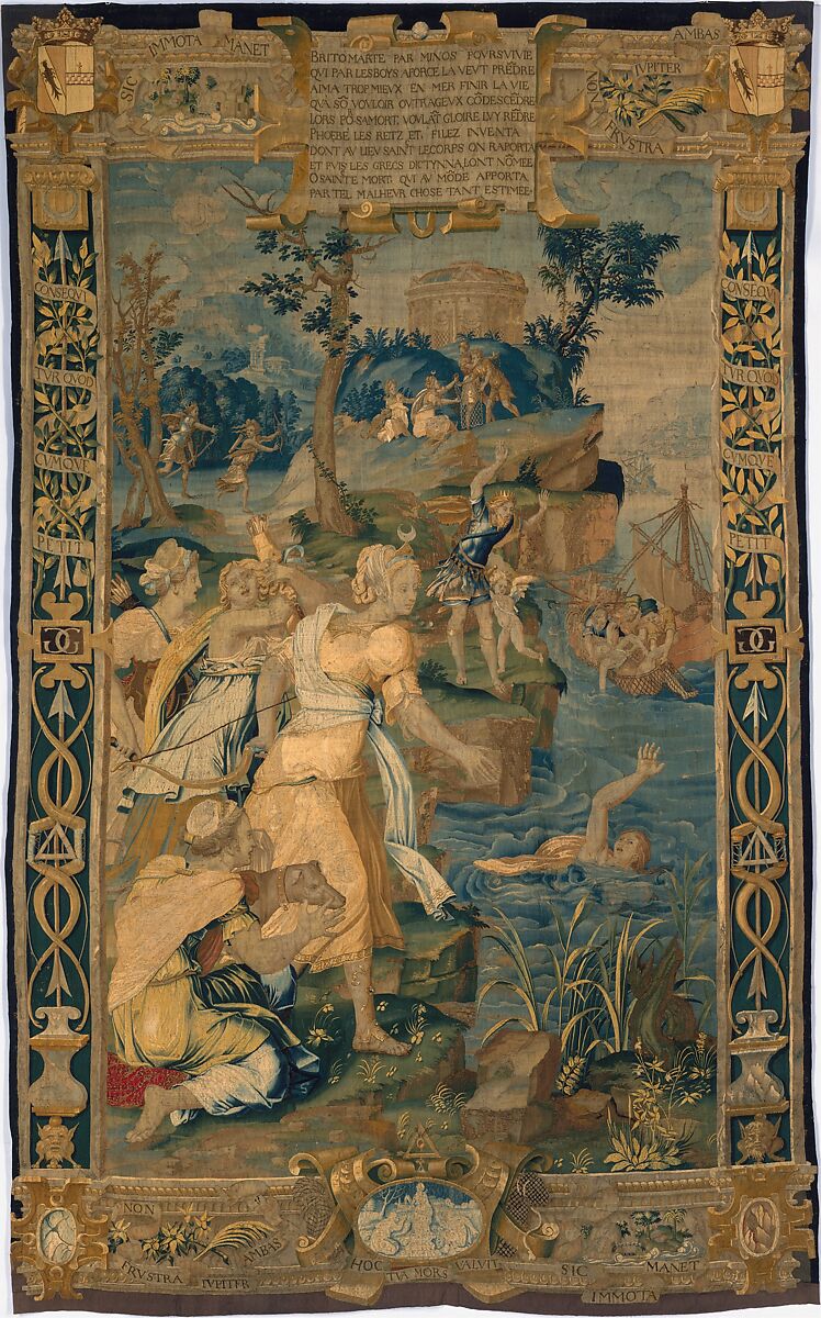 The Drowning of Britomartis from Scenes from the Story of Diana, Probably designed by Jean Cousin the Elder (French, Souci (?) ca. 1490–ca. 1560 Paris (?)), Wool, silk (16-18 warps per inch, 7-8 per cm.), French, probably Paris 