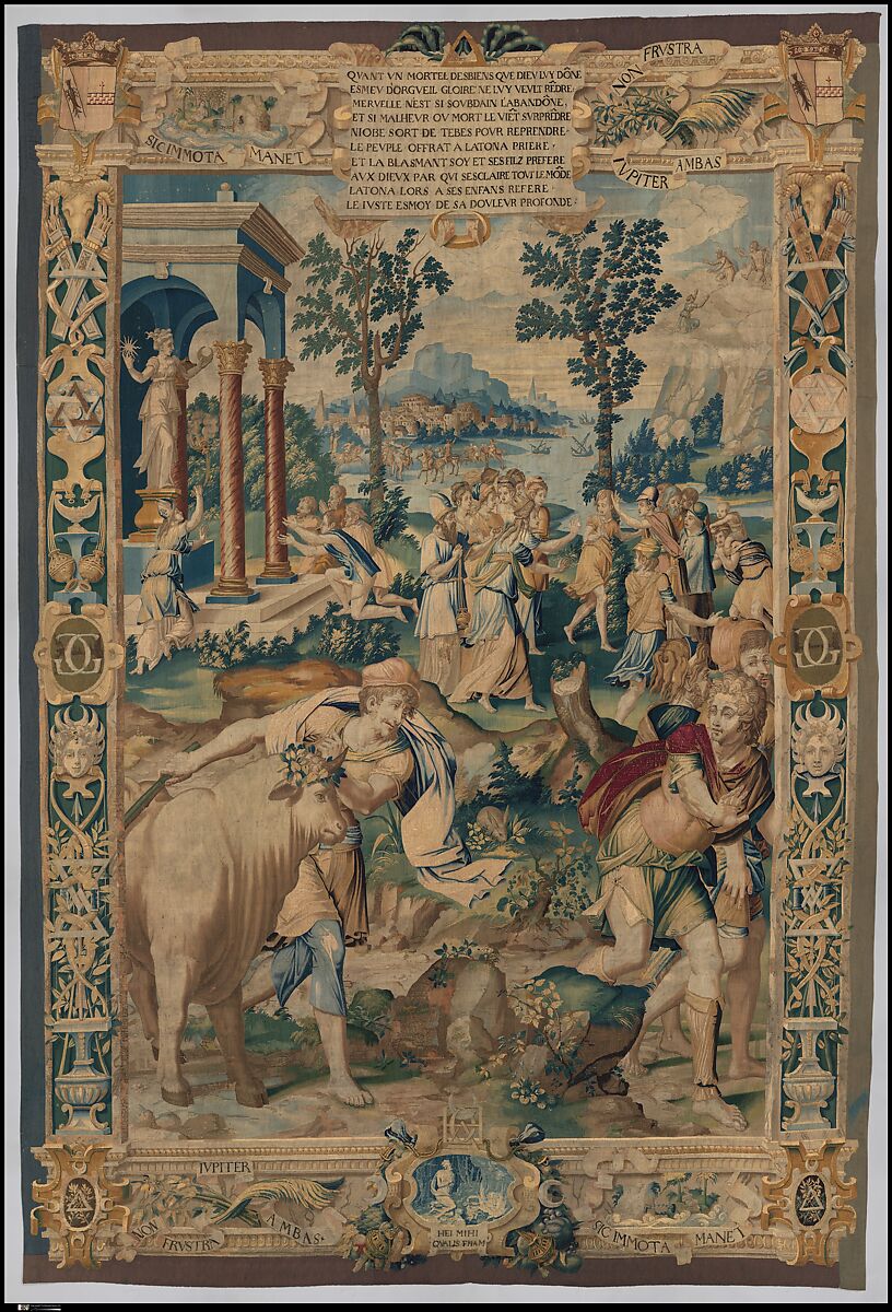The Blasphemy of Niobe from Scenes from the Story of Diana, Probably designed by Jean Cousin the Elder (French, Souci (?) ca. 1490–ca. 1560 Paris (?)), Wool, silk (16-18 warps per inch, 7-8 per cm.), French, probably Paris 