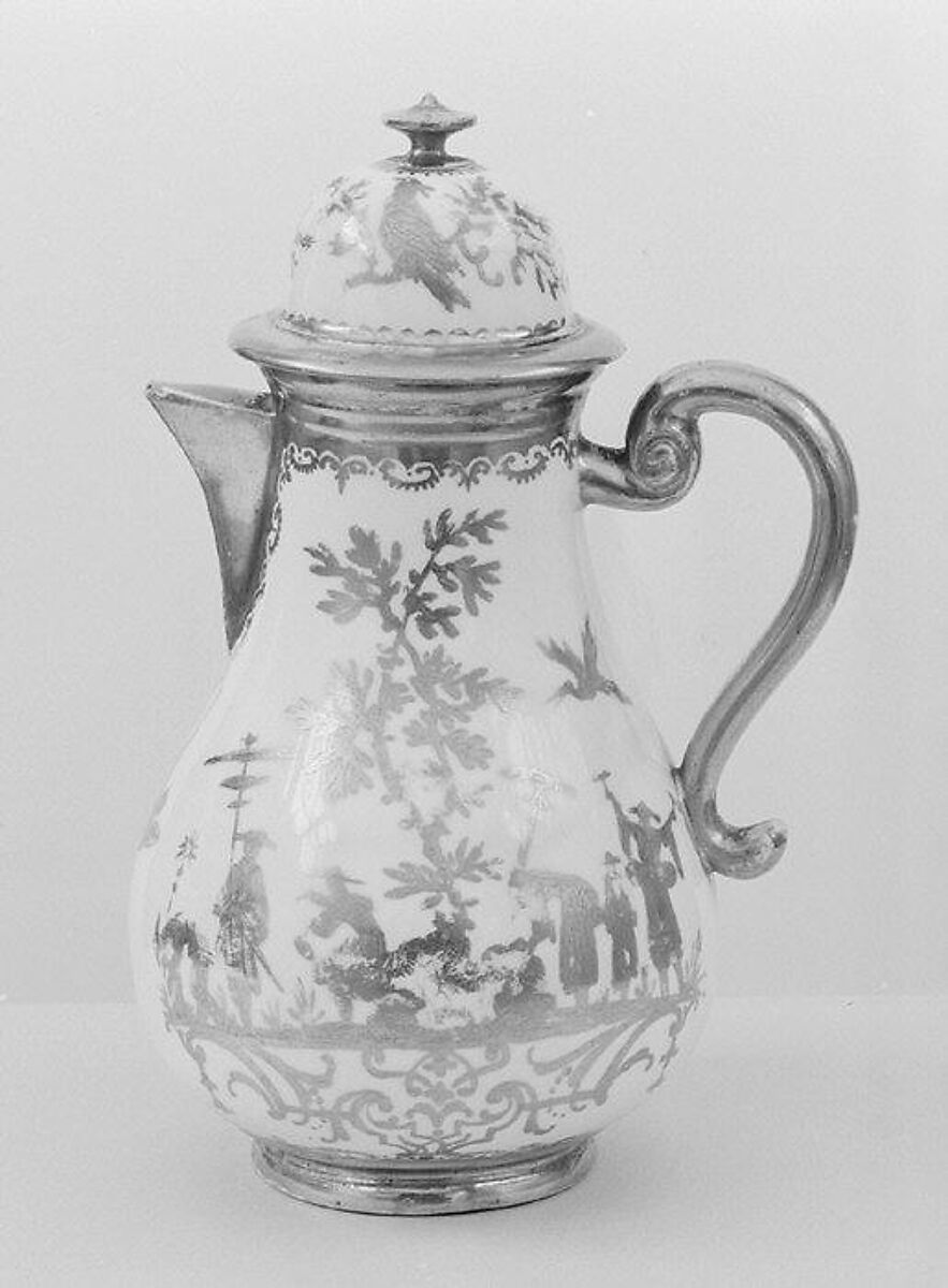 Coffeepot, Meissen Manufactory (German, 1710–present), Hard-paste porcelain, German, Meissen with German, Augsburg decoration