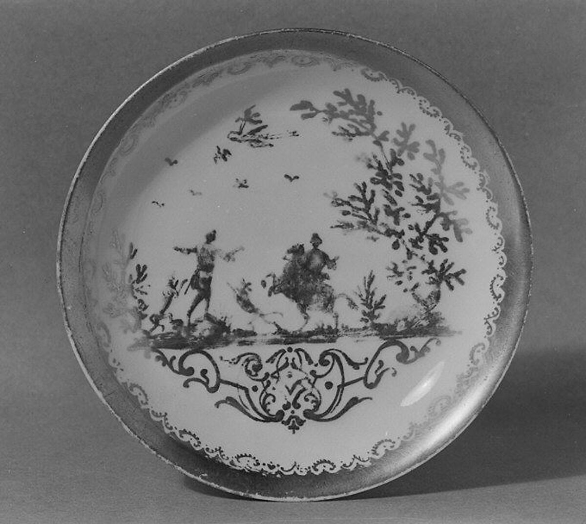 Saucer, Meissen Manufactory (German, 1710–present), Hard-paste porcelain, German, Meissen with probably German, Augsburg decoration 