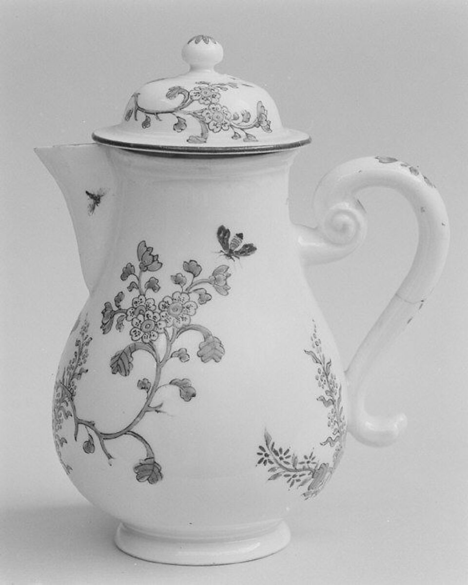 Jug with cover, Meissen Manufactory (German, 1710–present), Hard-paste porcelain, German, Meissen with Dutch decoration 