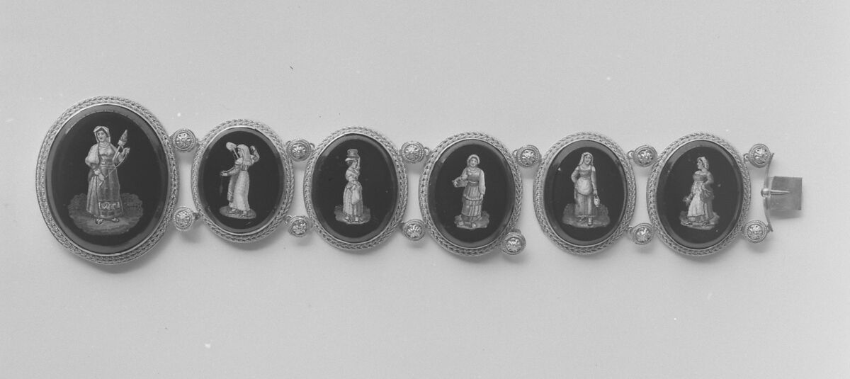 Bracelet (part of a set), G.L. Barberi, Gold, mosaic, onyx (?), Italian, Rome 
