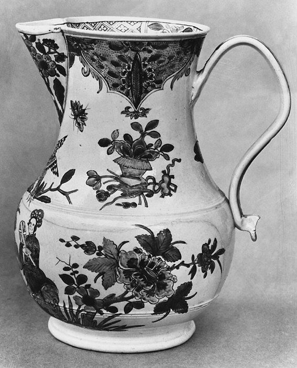 Jug, Salt-glazed stoneware, British, Staffordshire 