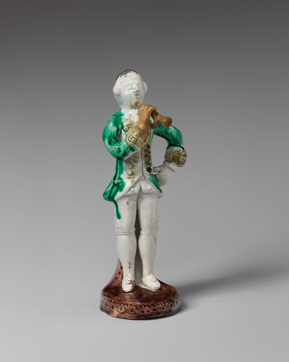 Bugler in military dress, Style of Astbury-Whieldon, Lead-glazed earthenware, British, Staffordshire 