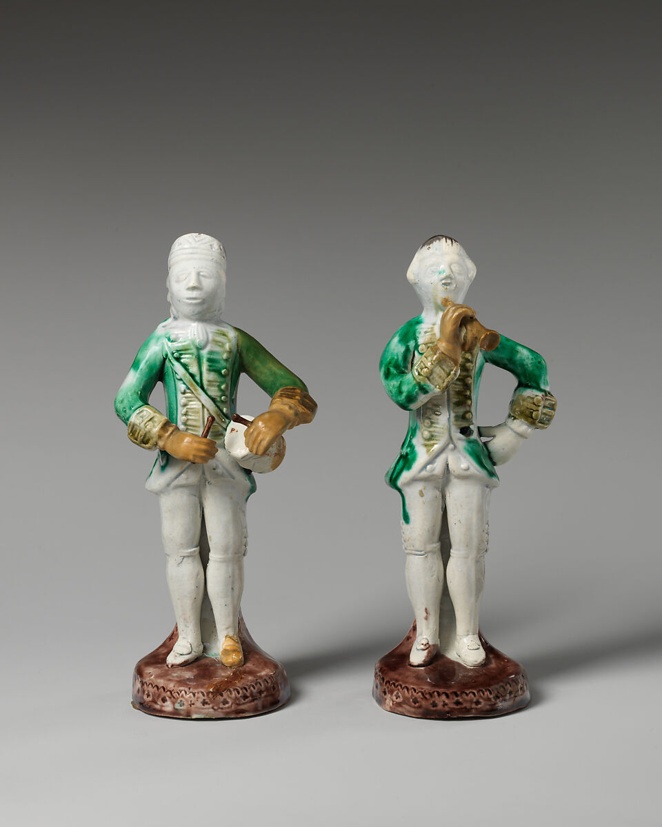 Bugler in military dress, Style of Astbury-Whieldon, Lead-glazed earthenware, British, Staffordshire