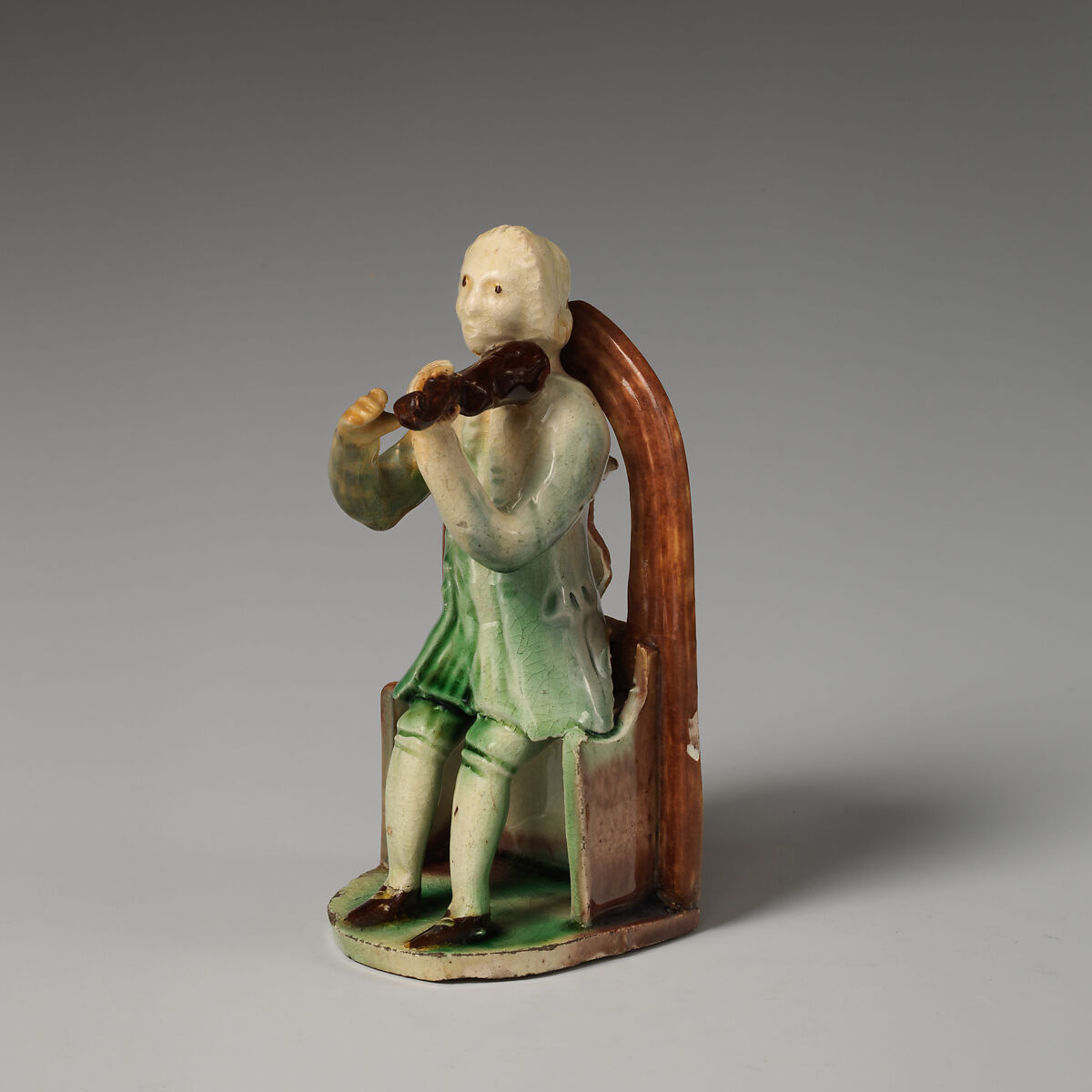 Man playing a fiddle, Style of Astbury-Whieldon, Lead-glazed earthenware, British, Staffordshire 