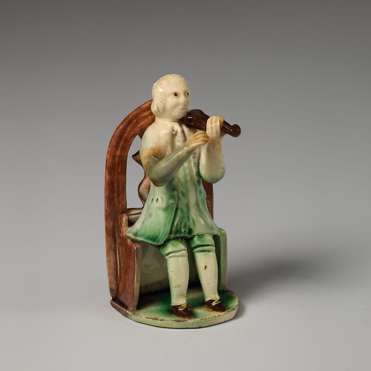 Man playing a fiddle, Style of Astbury-Whieldon, Lead-glazed earthenware, British, Staffordshire