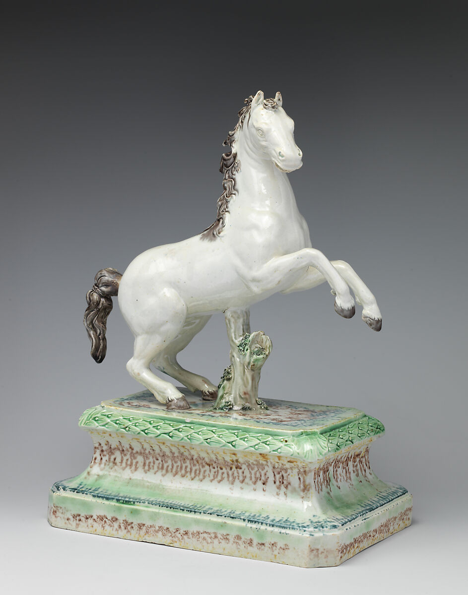 Prancing horse, Ralph Wood the Younger (British, Burslem 1748–1795 Burslem), Lead-glazed earthenware, British, Burslem, Staffordshire 
