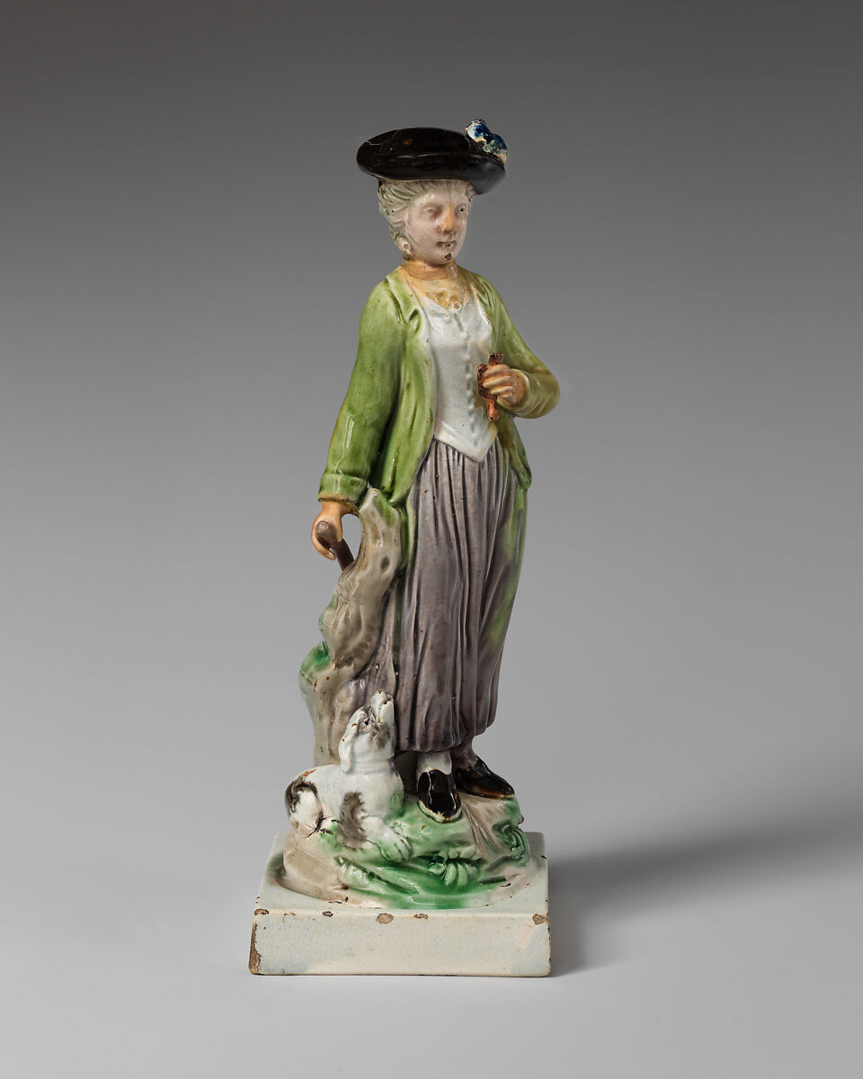 Sportsman and sportswoman, Ralph Wood the Younger (British, Burslem 1748–1795 Burslem), Lead-glazed earthenware, British, Burslem, Staffordshire