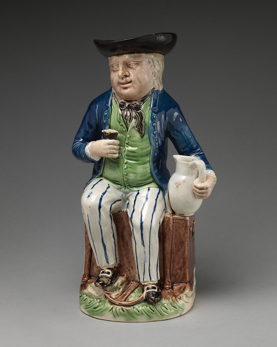 Toby jug, Ralph Wood the Younger (British, Burslem 1748–1795 Burslem), Lead-glazed earthenware, British, Burslem, Staffordshire 