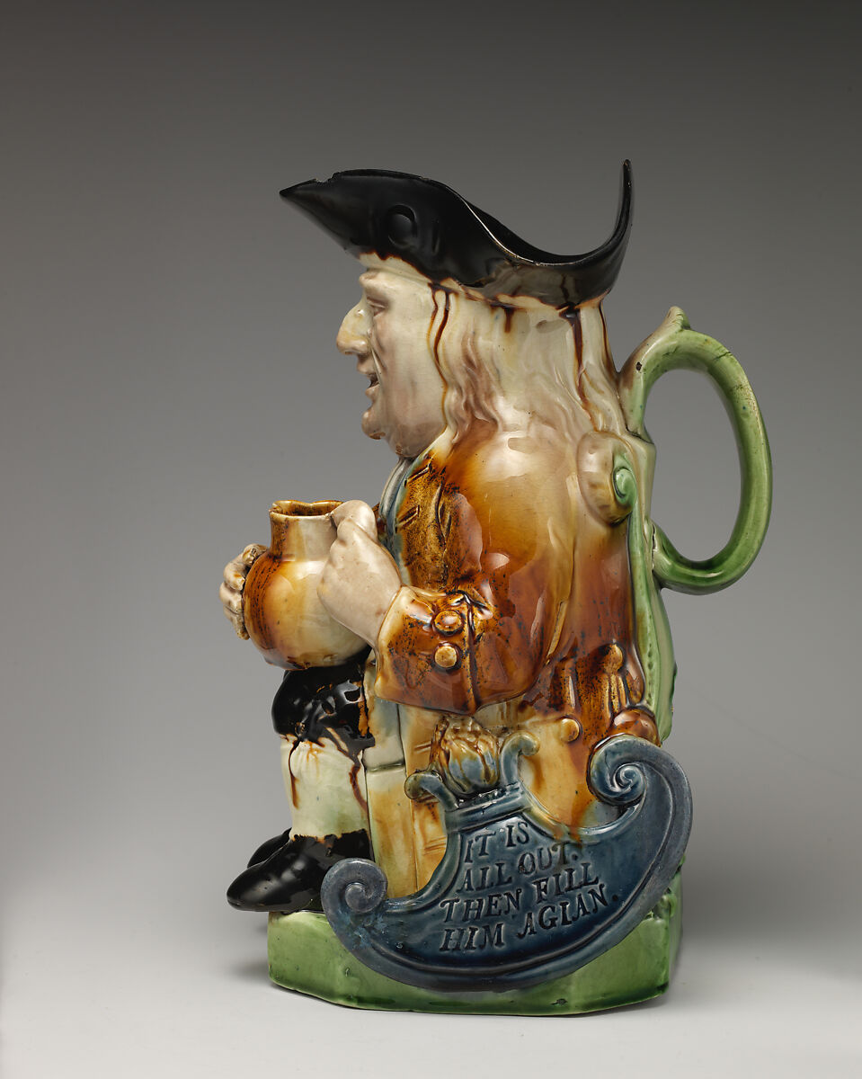 Toby jug, Ralph Wood the Younger (British, Burslem 1748–1795 Burslem), Lead-glazed earthenware, British, Burslem, Staffordshire