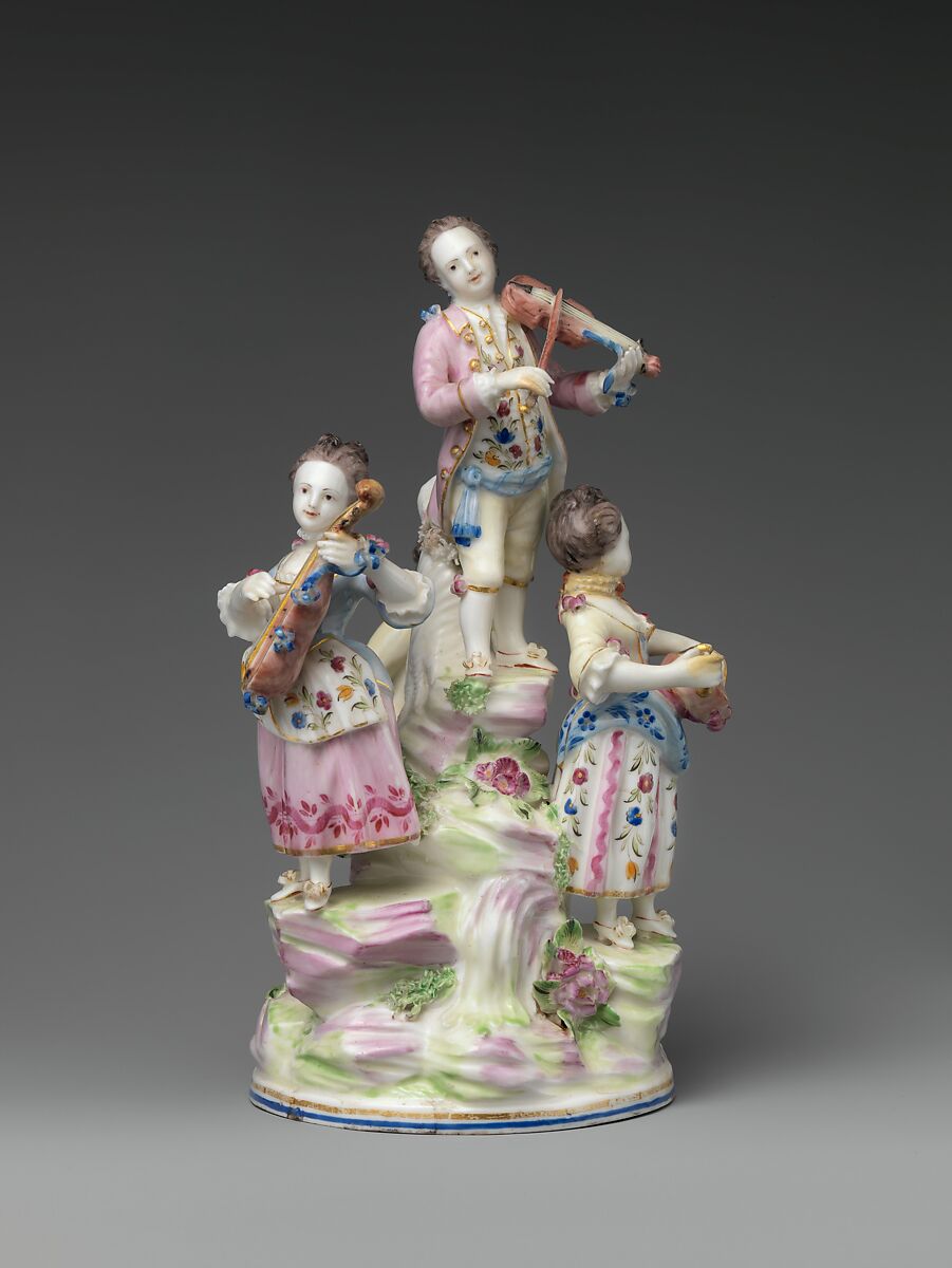 Four musicians, Mennecy, Soft-paste porcelain, French, Mennecy 