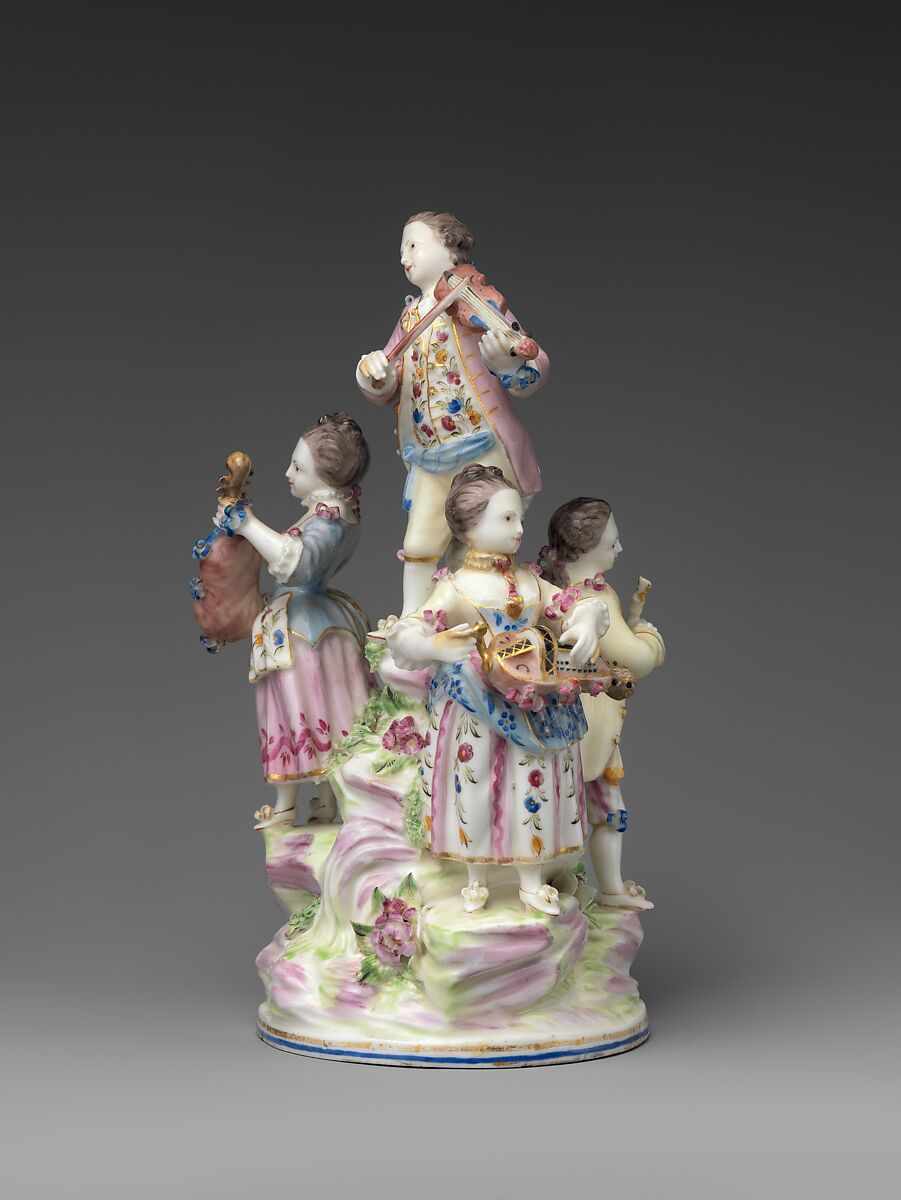 Four musicians, Mennecy, Soft-paste porcelain, French, Mennecy