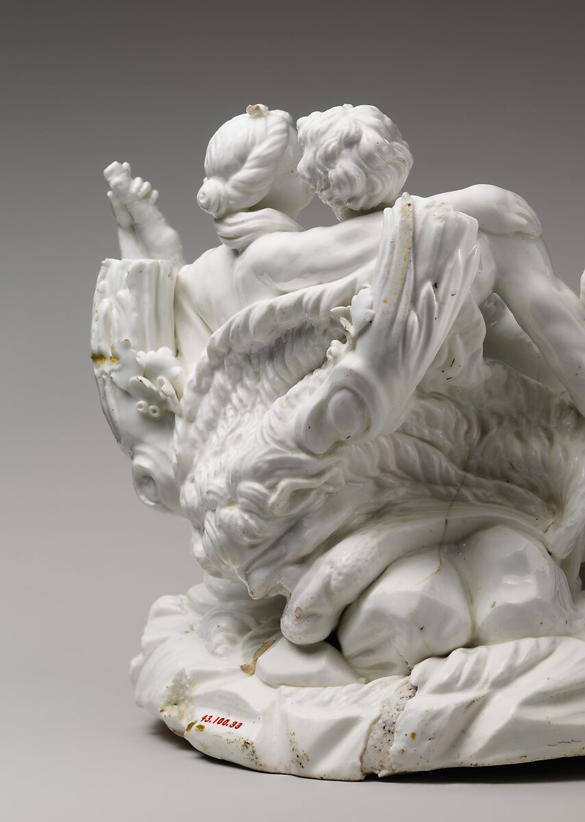 Hercules and Omphale, Vincennes Manufactory (French, ca. 1740–1756), Soft-paste porcelain, French, Vincennes