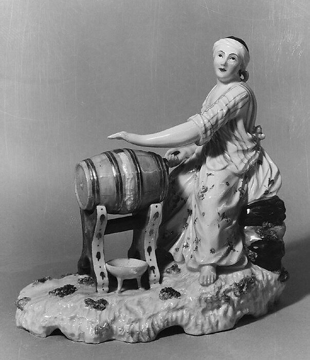 Woman making butter, Höchst Manufactory (German, 1746–1796), Hard-paste porcelain, German, Höchst 