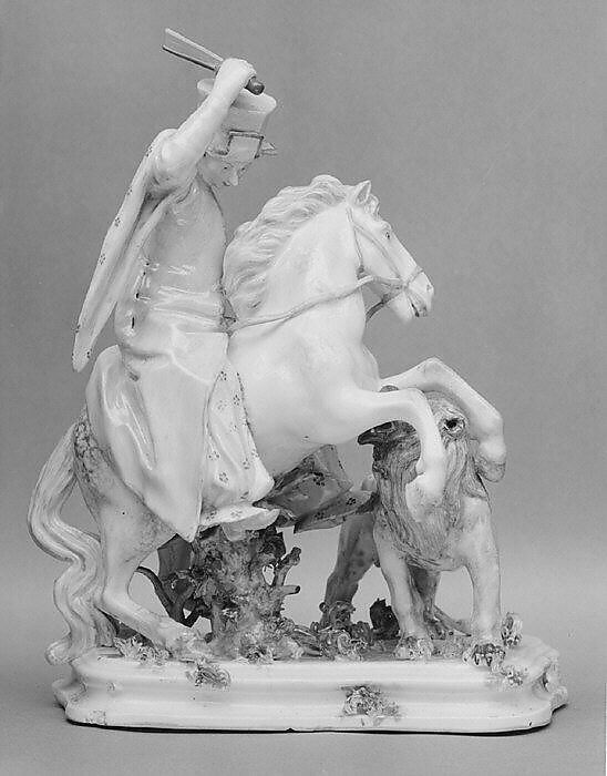 Tartar horseman attacked by a lion, Nymphenburg Porcelain Manufactory (German, 1747–present), Hard-paste porcelain, German, Nymphenburg