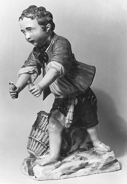 Boy holding birds, Ottweiler Pottery and Porcelain Manufactory (German, 1763–1771), Hard-paste porcelain, German, Nassau-Saarbrücken, Ottweiler 