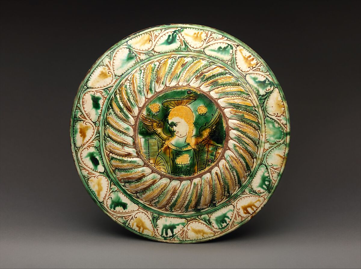 Plate with angels, Incised slipware, Italian, probably Ferrara
