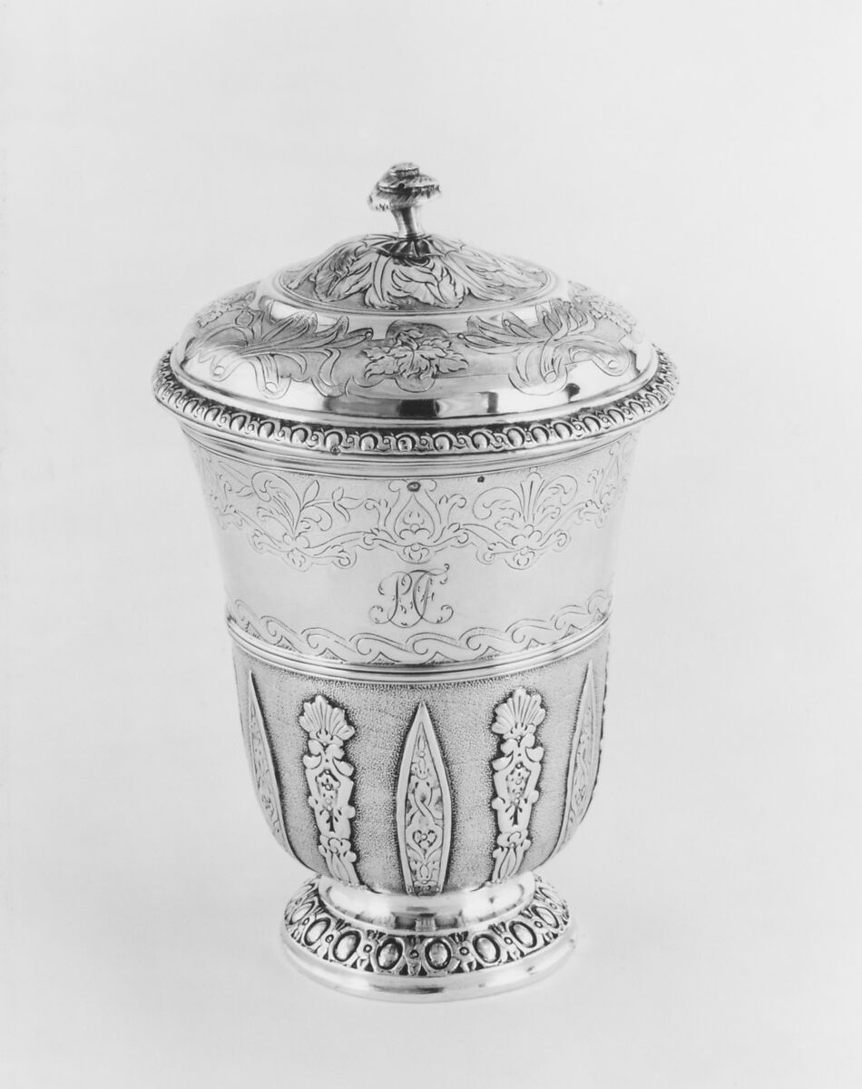 Beaker with cover, Cup made by Claude Charvet (master 1728, died 1751), Silver, French, Paris 
