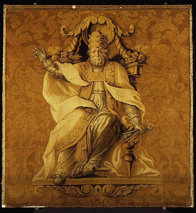 Saint Peter as Pope, Savonnerie Manufactory (Manufactory, established 1626; Manufacture Royale, established 1663), Wool (169-95 knots per sq. inch, 25-30 per sq. cm.), French, Paris 