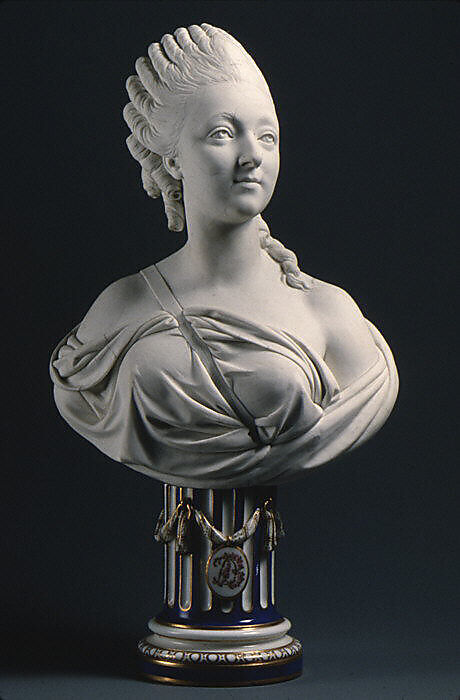Madame du Barry (1746–1793), Sèvres Manufactory (French, 1740–present), Bust: soft-paste biscuit porcelain; pedestal: glazed porcelain, enameled and gilt, French, Sèvres