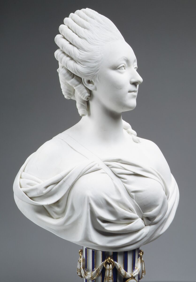 Madame du Barry (1746–1793), Sèvres Manufactory (French, 1740–present), Bust: soft-paste biscuit porcelain; pedestal: glazed porcelain, enameled and gilt, French, Sèvres