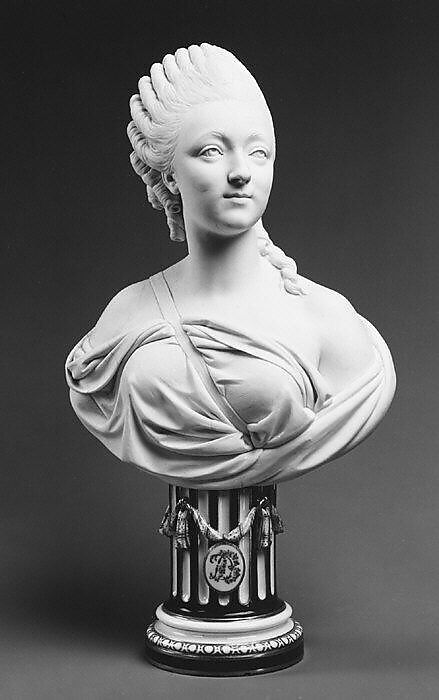 Madame du Barry (1746–1793), Sèvres Manufactory (French, 1740–present), Bust: soft-paste biscuit porcelain; pedestal: glazed porcelain, enameled and gilt, French, Sèvres