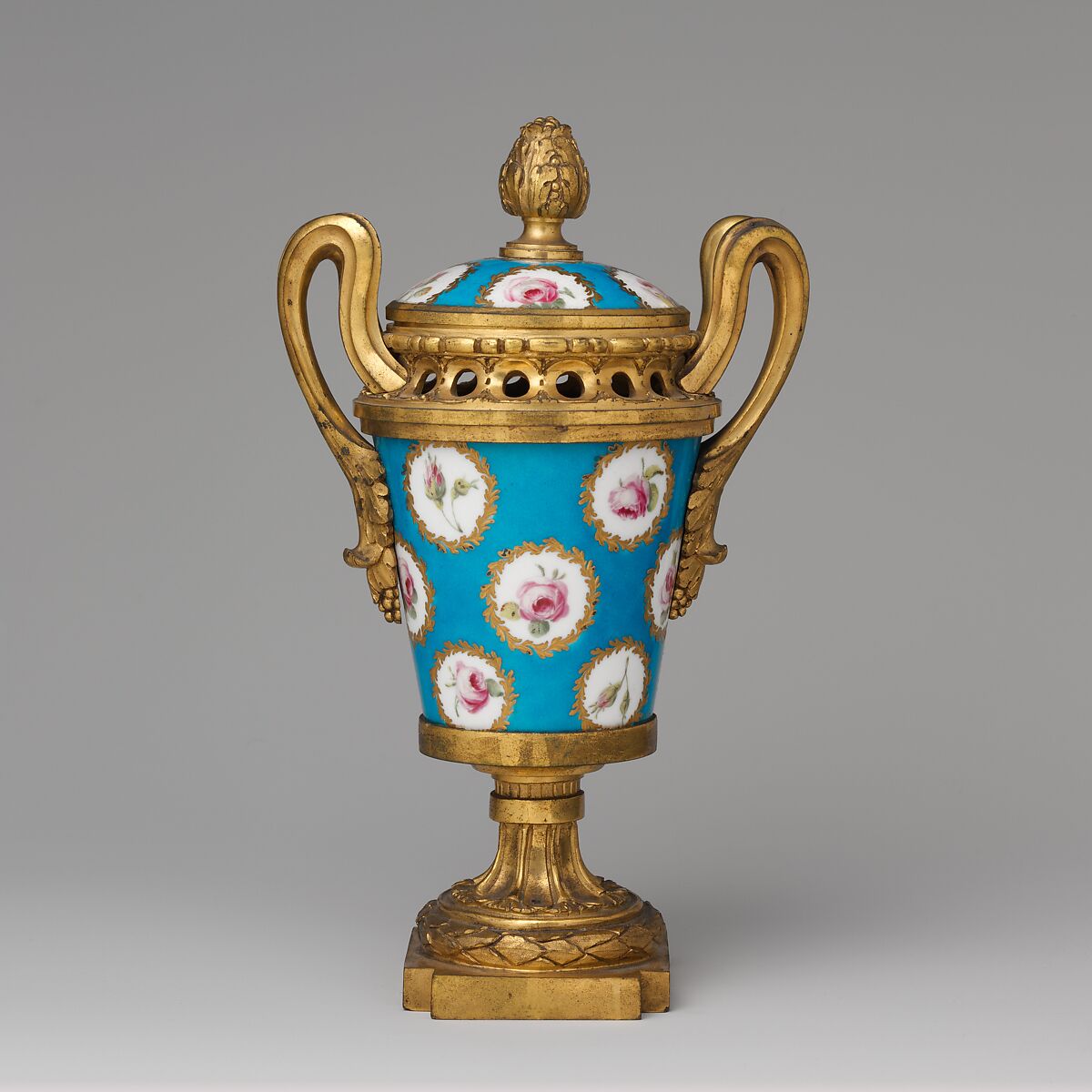 Pair of two-handled vases with covers, Soft-paste porcelain, French