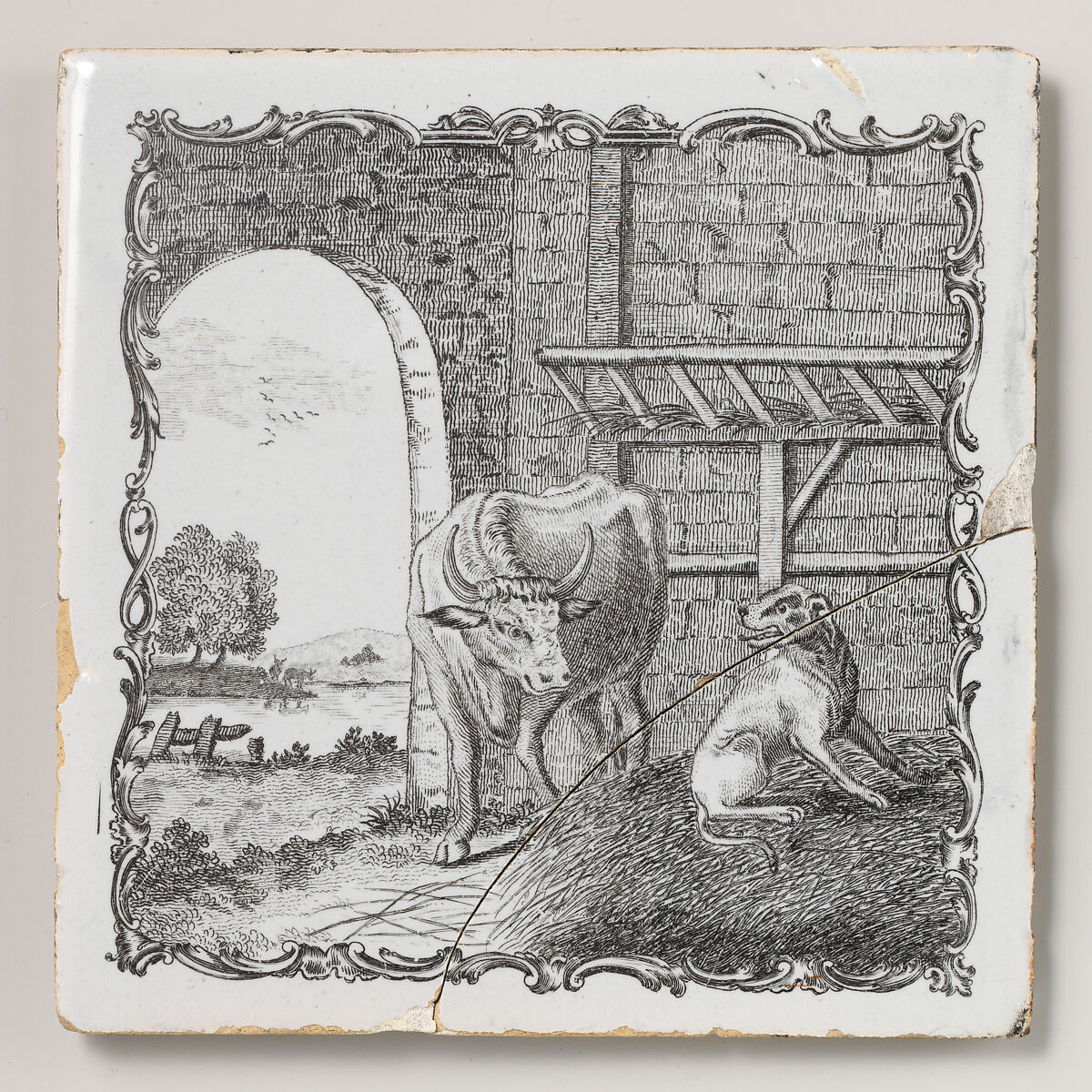 Set of twelve tiles with scenes from Aesop's Fables, Tin-glazed earthenware, British, Liverpool