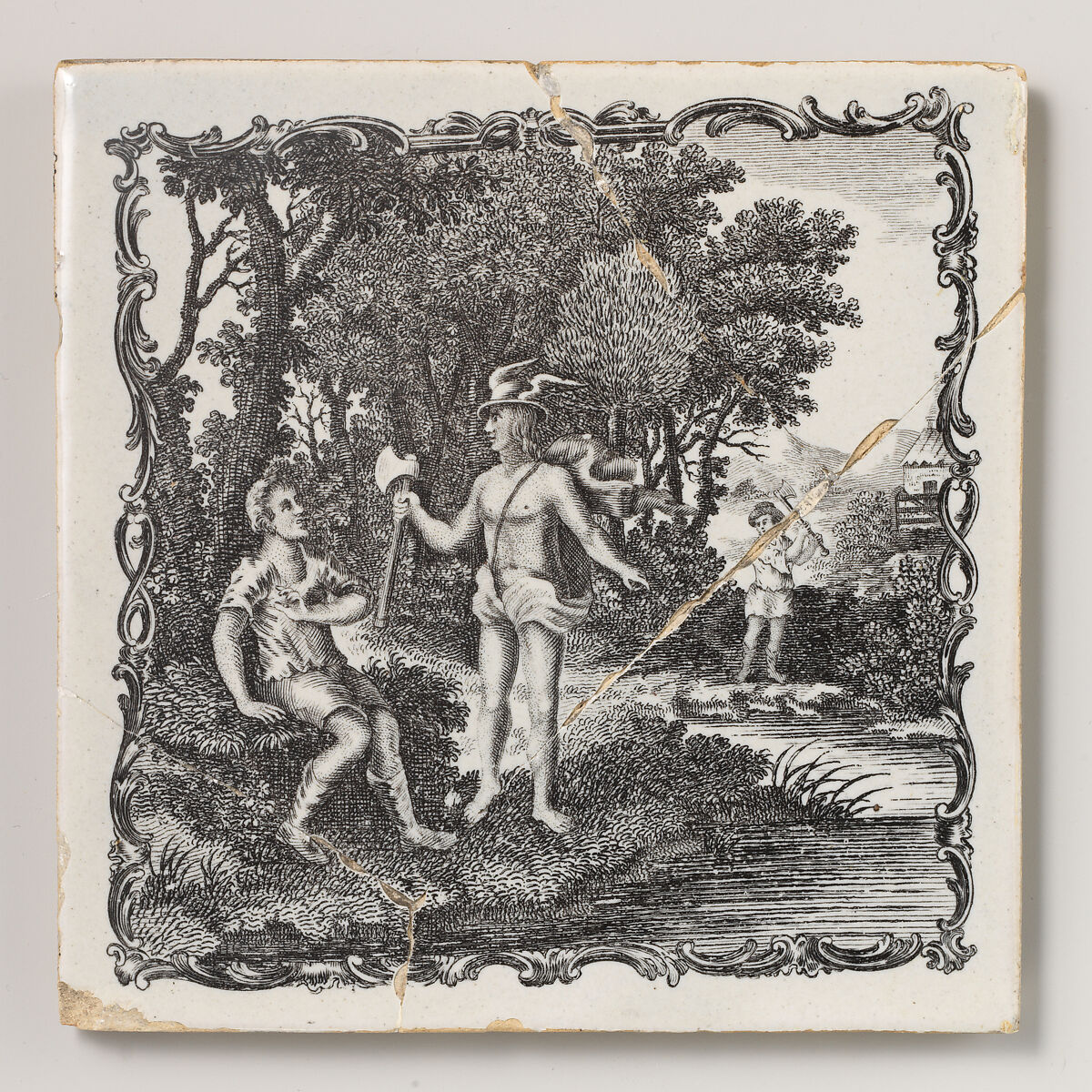 Set of twelve tiles with scenes from Aesop's Fables, Tin-glazed earthenware, British, Liverpool