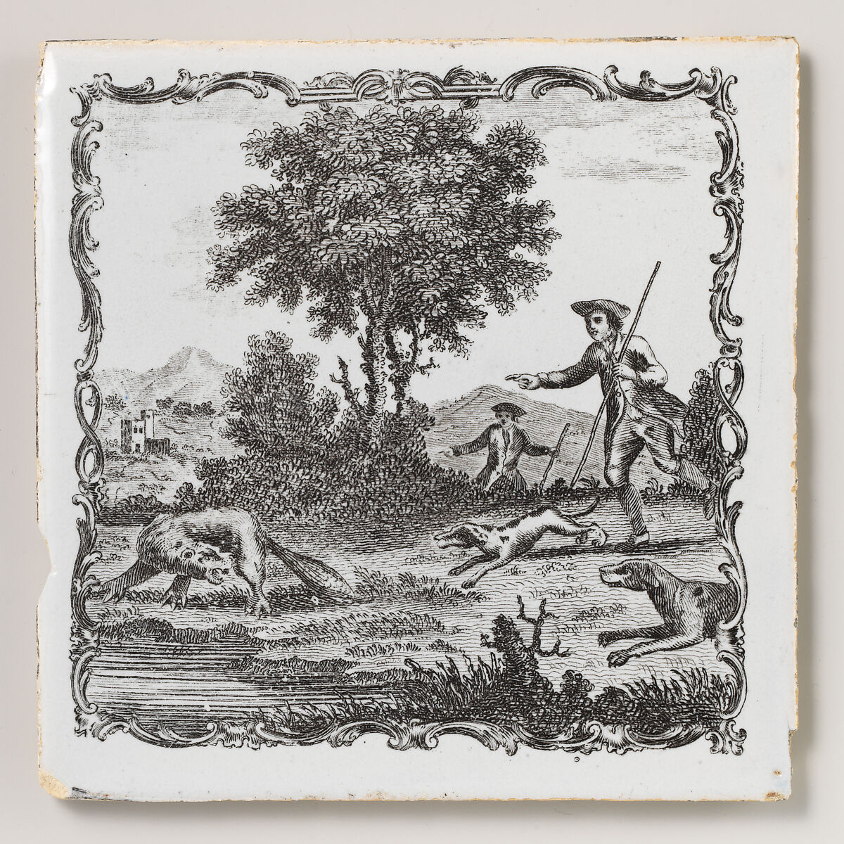 Set of twelve tiles with scenes from Aesop's Fables, Tin-glazed earthenware, British, Liverpool