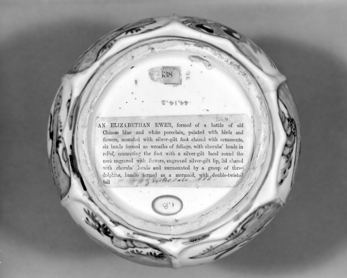 Ewer from Burghley House, Lincolnshire, Hard-paste porcelain, gilded silver, British, London mounts and Chinese porcelain