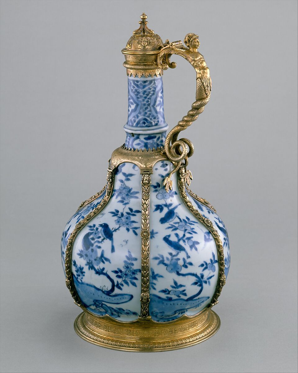 Ewer from Burghley House, Lincolnshire, Hard-paste porcelain, gilded silver, British, London mounts and Chinese porcelain 