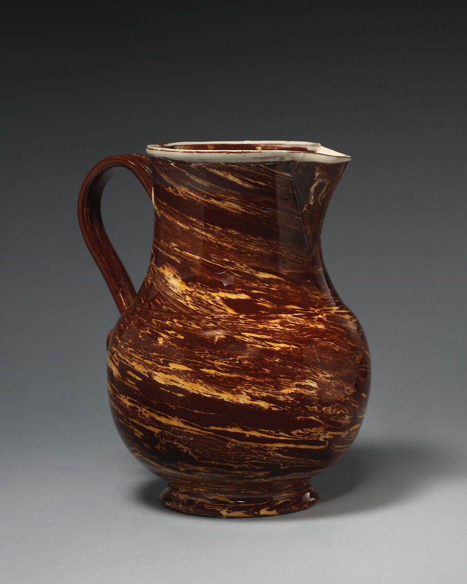 Jug, Style of John Astbury (active 1688–1743), Agateware, British, Staffordshire