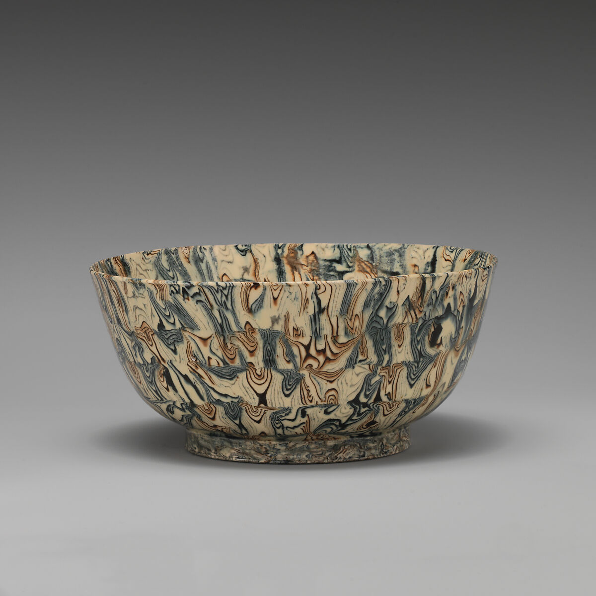 Bowl, Agateware (glazed earthenware), British, Staffordshire 