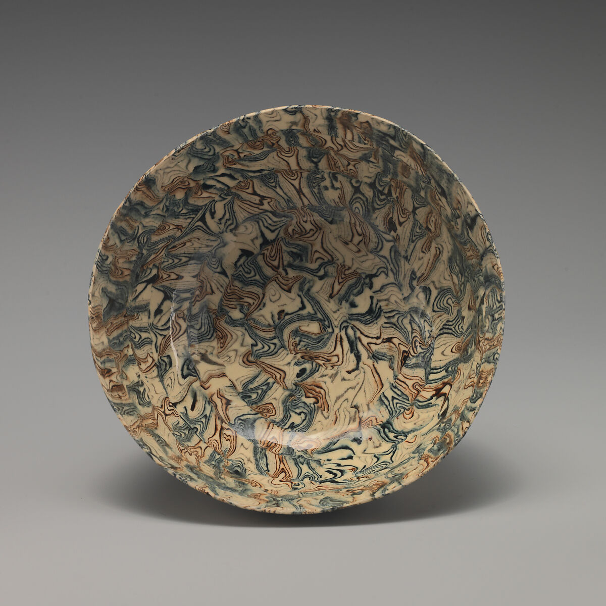 Bowl, Agateware (glazed earthenware), British, Staffordshire