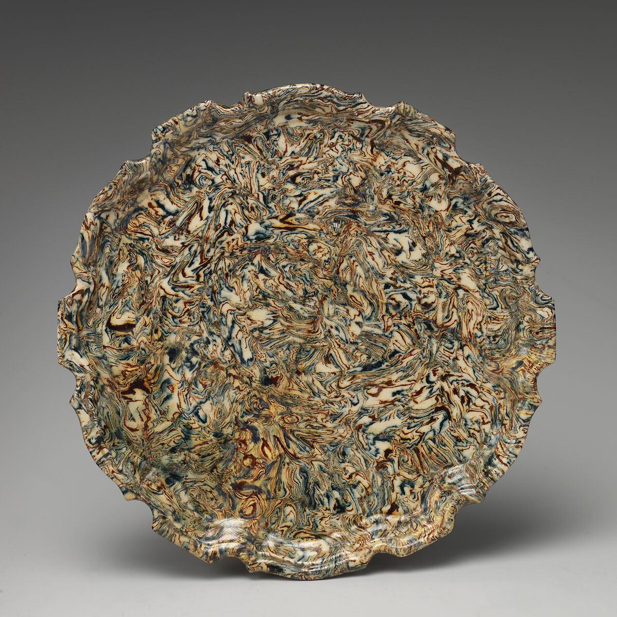 Teapot stand, Lead-glazed earthenware, British, Staffordshire