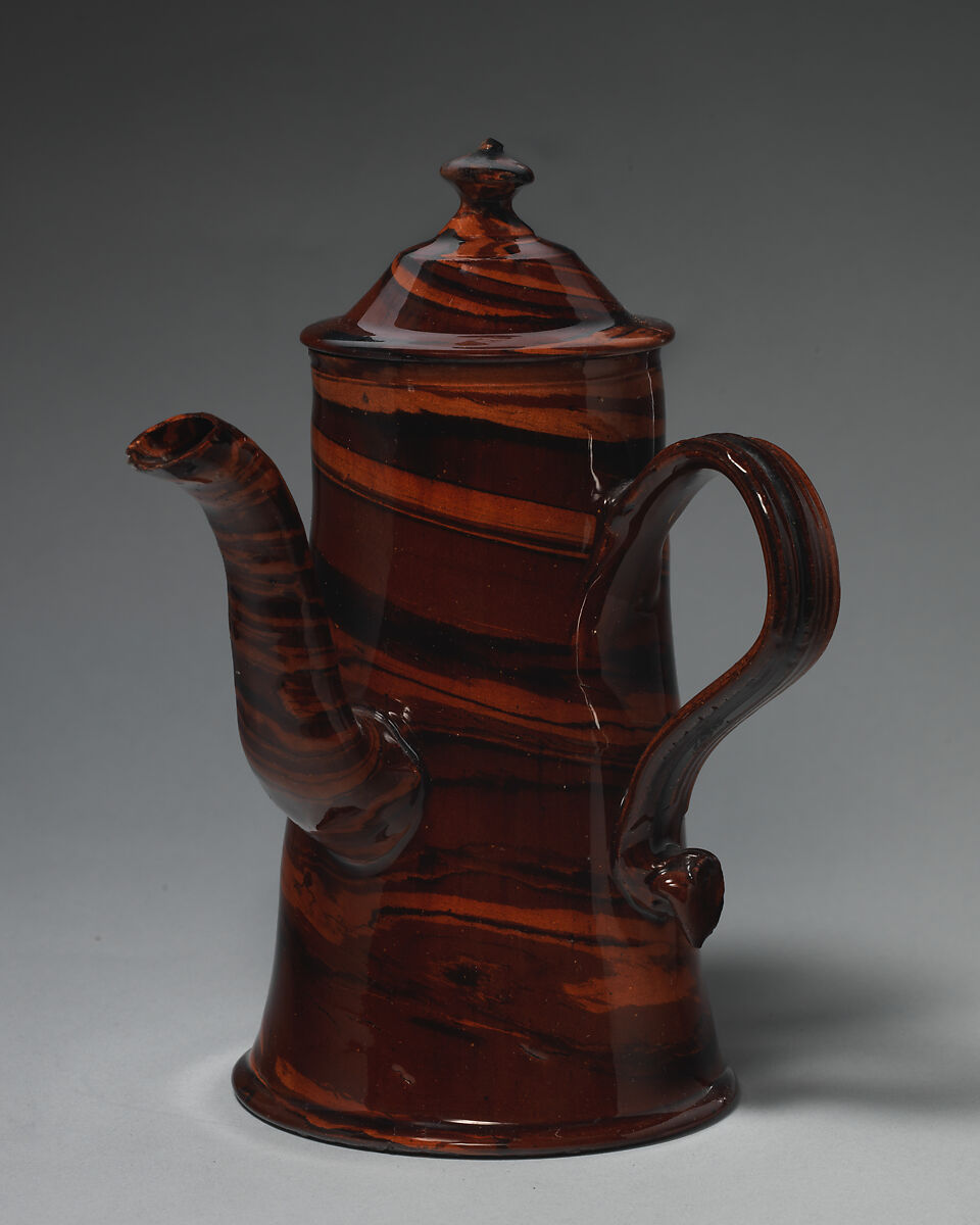 Coffeepot, John Astbury (active 1688–1743), Lead-glazed earthenware, British, Staffordshire 