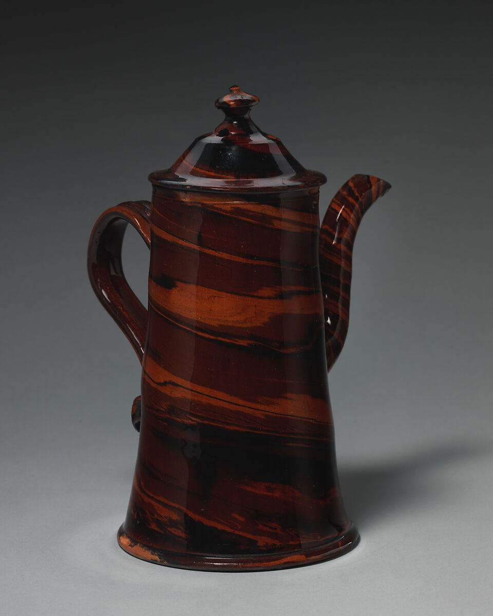 Coffeepot, John Astbury (active 1688–1743), Lead-glazed earthenware, British, Staffordshire