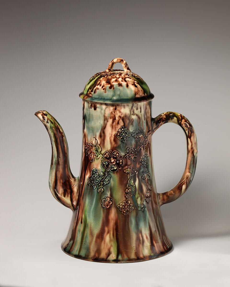 Coffeepot, Style of Whieldon type, Lead-glazed earthenware, British, Staffordshire 