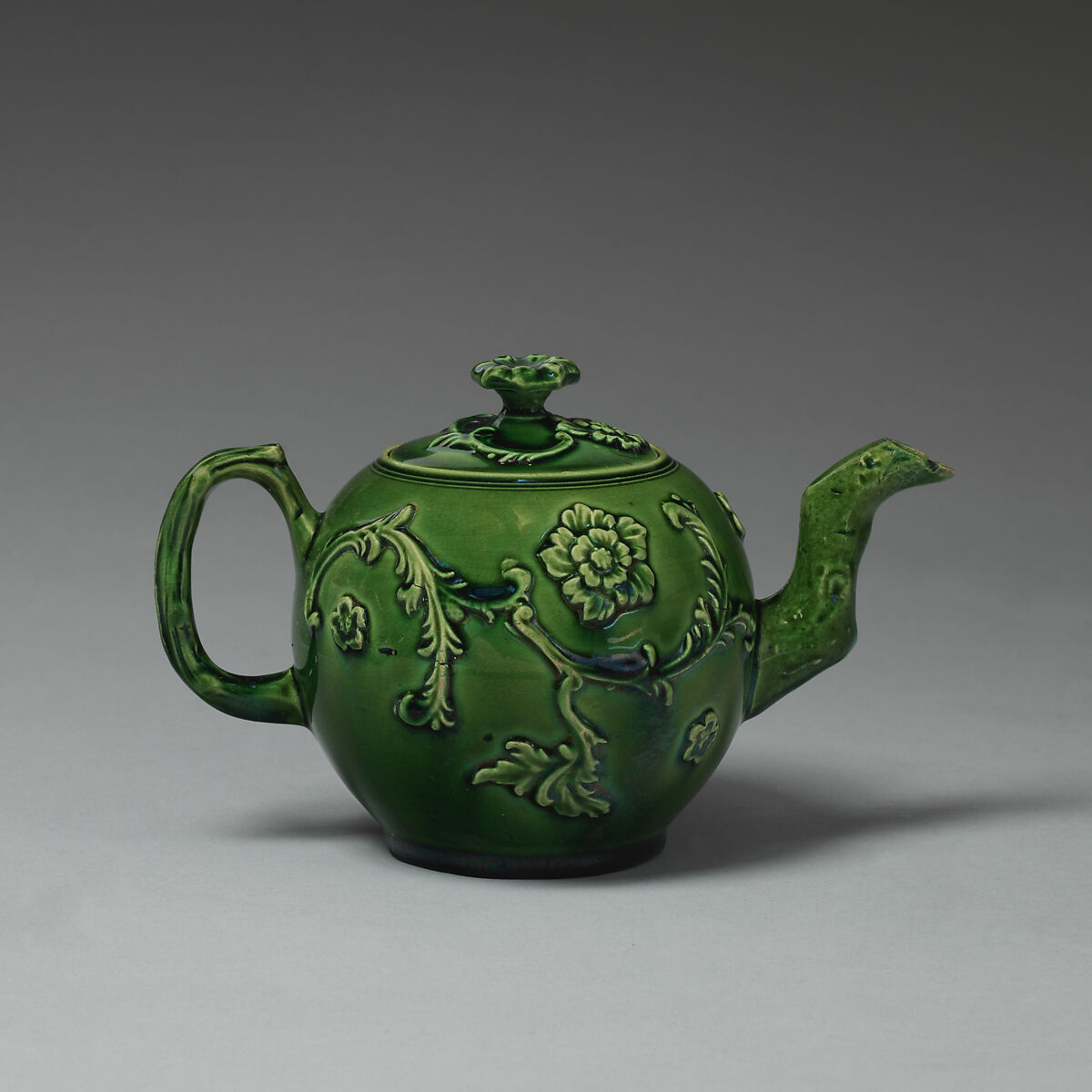 Teapot, Style of Whieldon type or, Lead-glazed earthenware, British, Staffordshire
